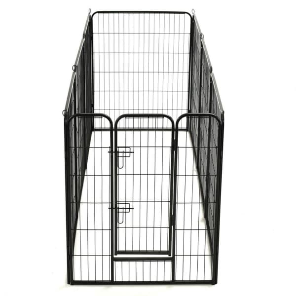 vidaXL Hundhage 8 paneler stål 80x100 cm svart