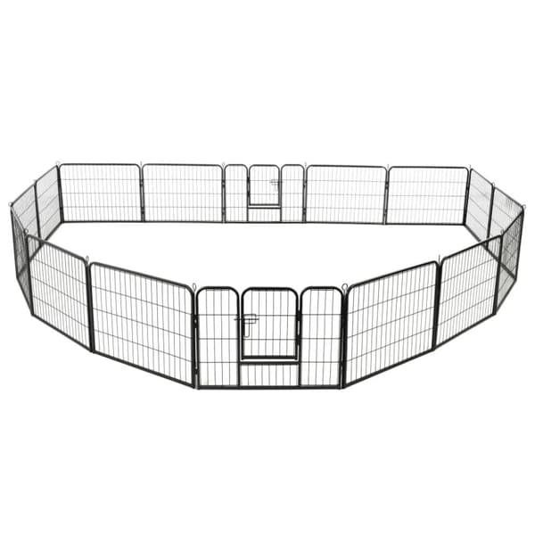vidaXL Hundegrind 16 paneler stål 60x80 cm svart