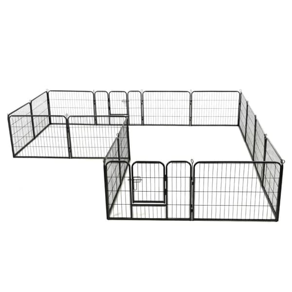 vidaXL Hundegrind 16 paneler stål 60x80 cm svart