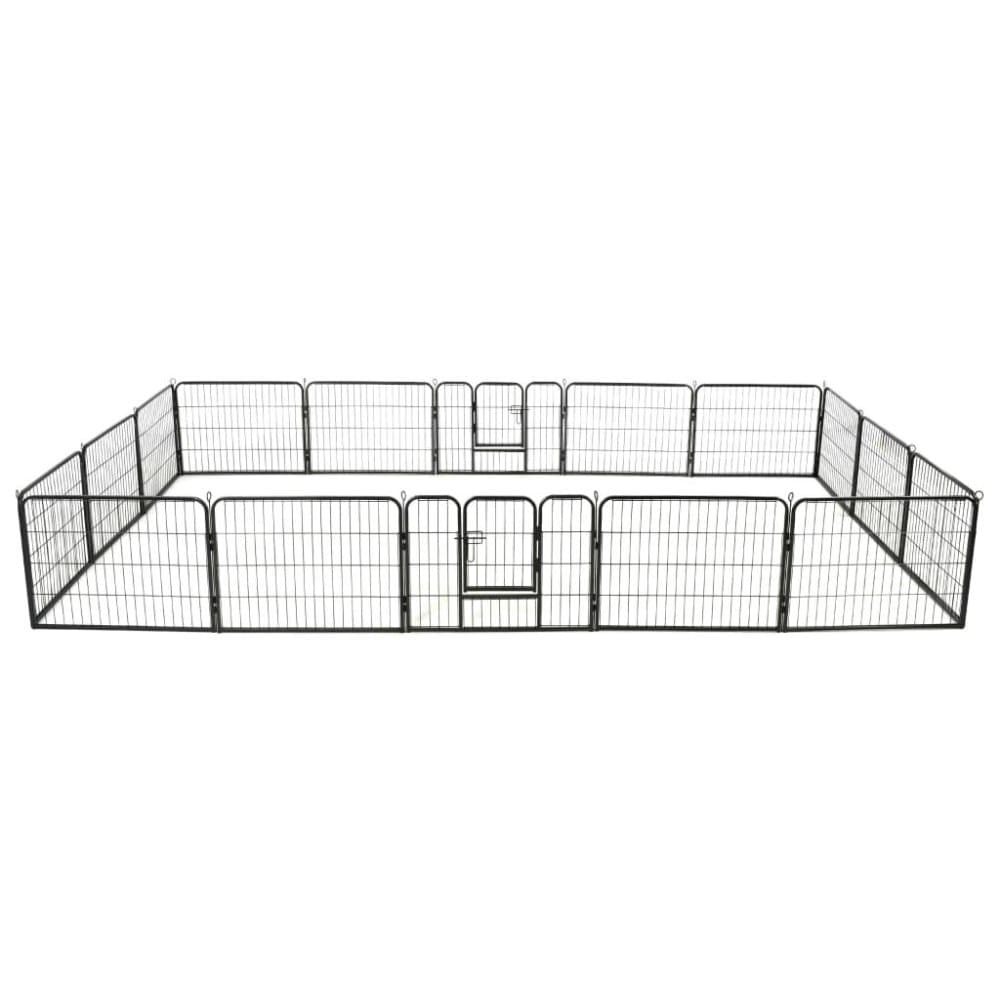 vidaXL Hundhage 16 paneler stål 60x80 cm svart