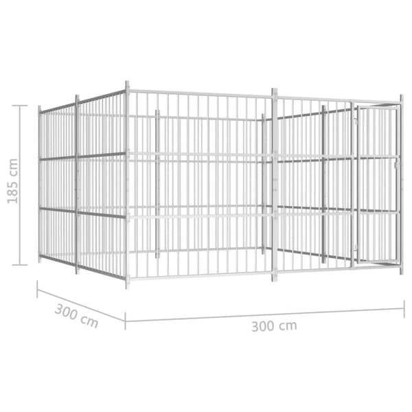 vidaXL udendørs hundebur 300 x 300 x 185 cm