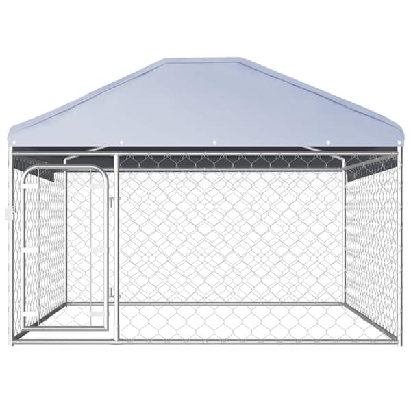 vidaXL Utendørs hundegård med tak 200x200x135 cm