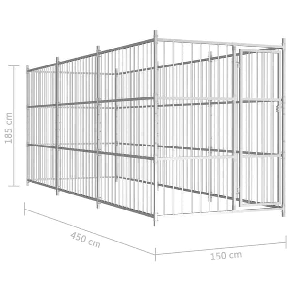vidaXL Utendørs hundegård 450x150x185 cm