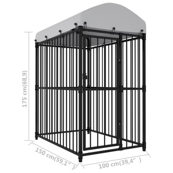 vidaXL Koiran ulkohäkki katoksella 150x100x175 cm