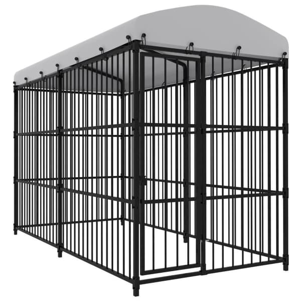 vidaXL Utendørs hundegård med tak 300x150x210 cm