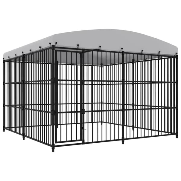 vidaXL Utendørs hundegård med tak 300x300x210 cm