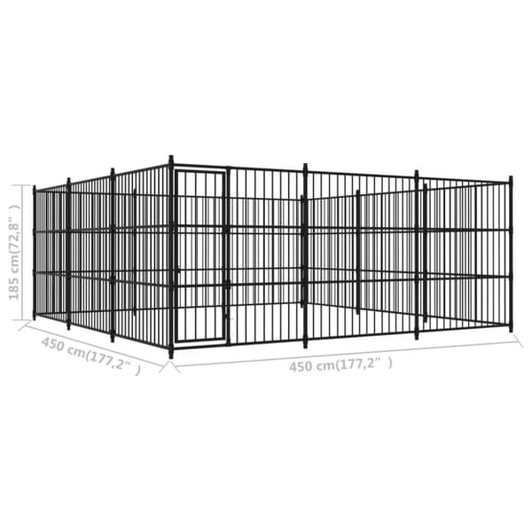 vidaXL Utendørs hundegård 450x450x185 cm