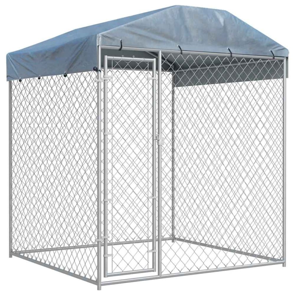 vidaXL Hundgård för utomhusbruk med tak 193x193x225 cm