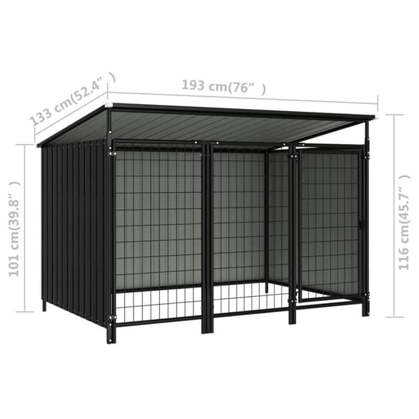 vidaXL udendørs hundebur 193x133x116 cm