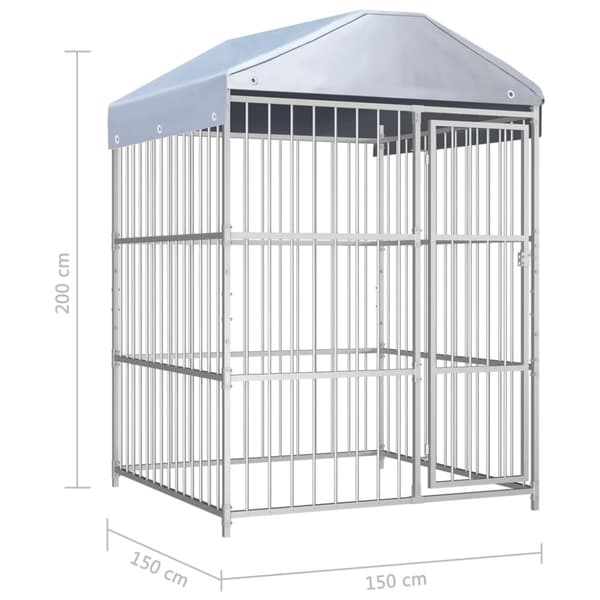 vidaXL Utendørs hundegård med tak 150x150x200 cm