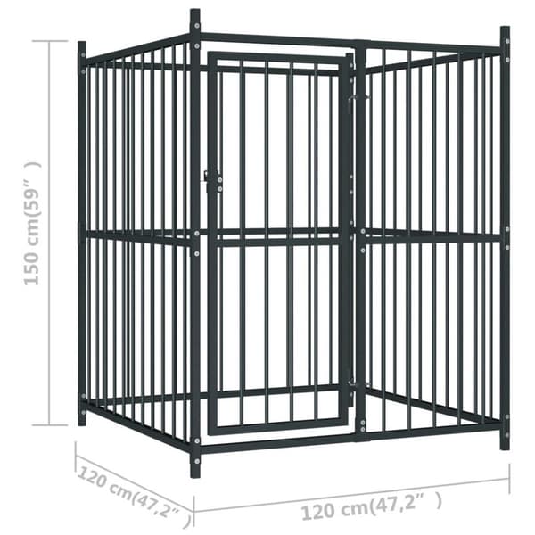 vidaXL Utendørs hundegård med tak 120x120x150 cm