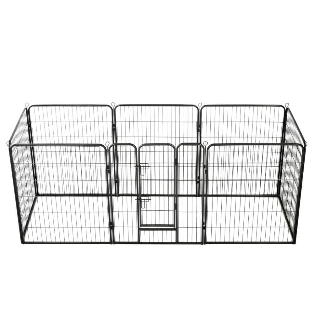 vidaXL Hundegrind 8 paneler stål 80x100 cm svart