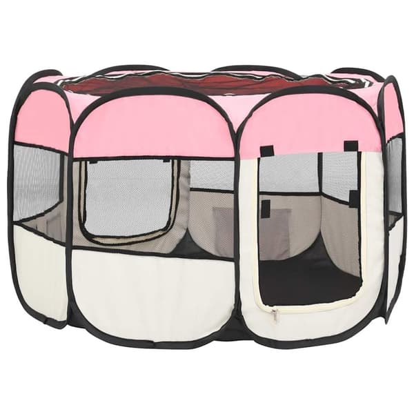 vidaXL Hopfällbar hundhage med väska rosa 90x90x58 cm