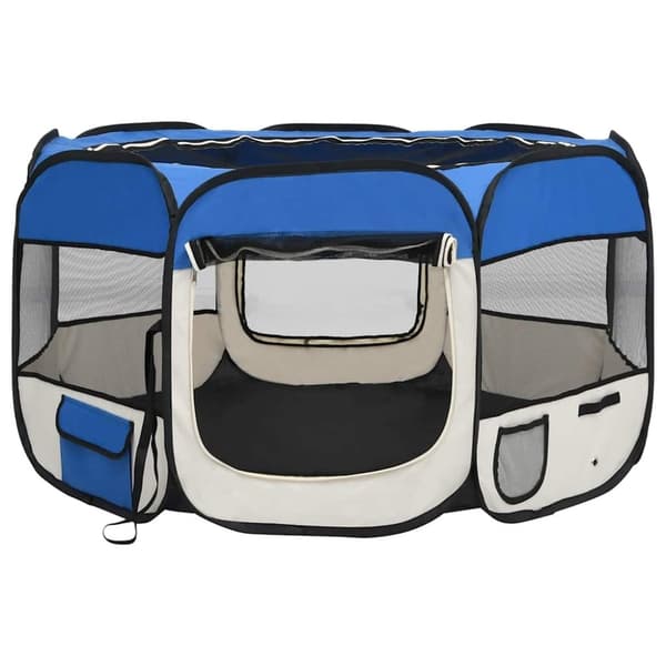 vidaXL Hopfällbar hundhage med väska blå 110x110x58 cm