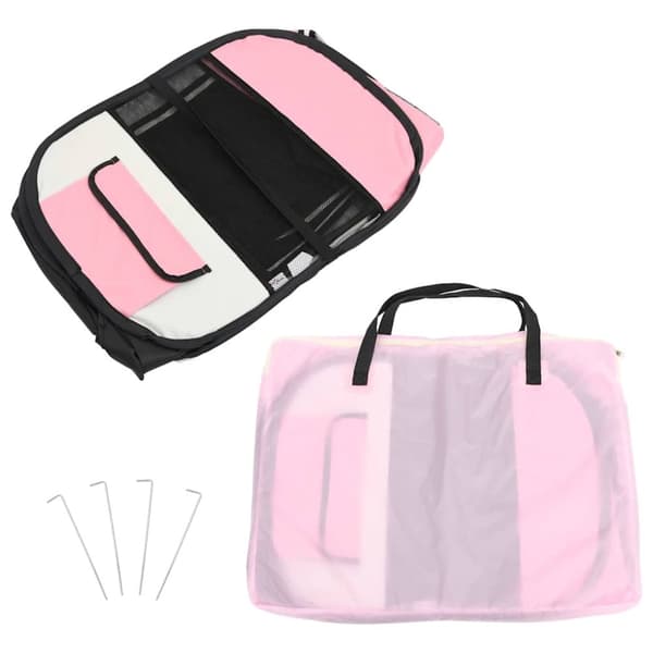 vidaXL Sammenleggbar lekegrind for hunder bæreveske rosa 145x145x61 cm