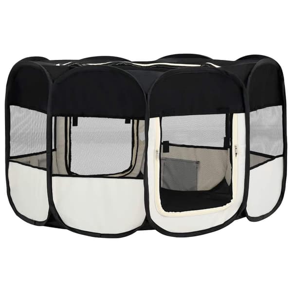 vidaXL foldbar hundegård med bæretaske 145x145x61 cm sort