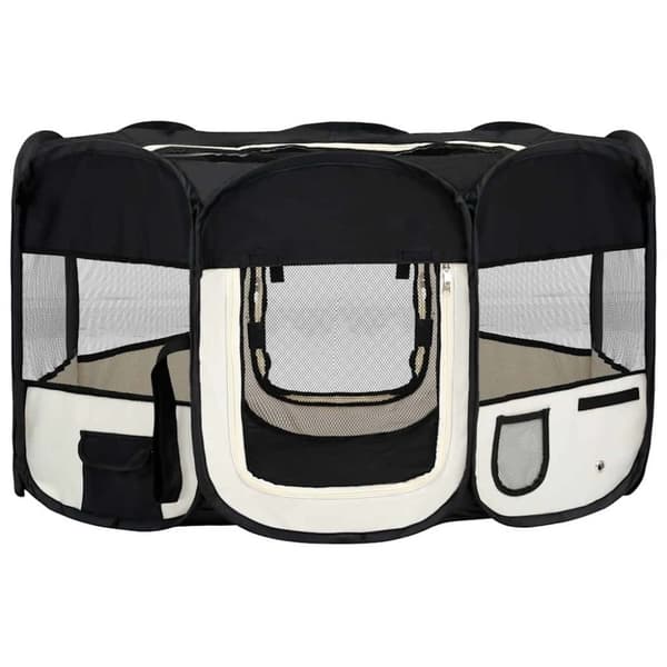 vidaXL foldbar hundegård med bæretaske 145x145x61 cm sort
