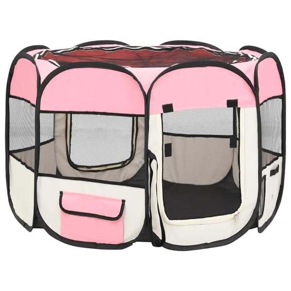 vidaXL foldbar hundegård med bæretaske 90x90x58 cm pink