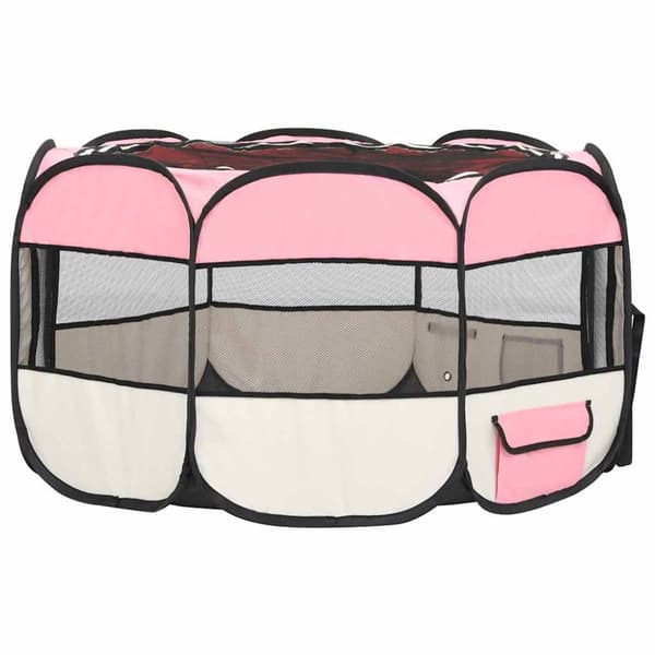 vidaXL foldbar hundegård med bæretaske 110x110x58 cm lyserød
