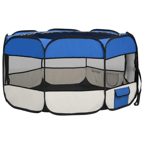 vidaXL Taitettava koirien pentuaitaus kantolaukulla sin. 125x125x61cm