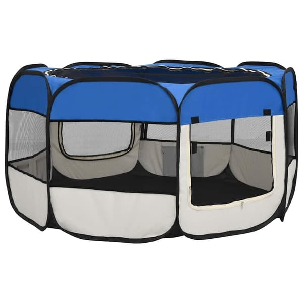 vidaXL Taitettava koirien pentuaitaus kantolaukulla sin. 125x125x61cm