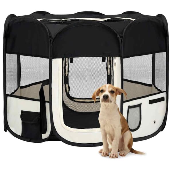 vidaXL foldbar hundegård med bæretaske 90x90x58 cm sort