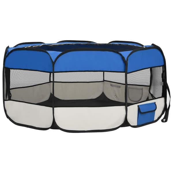 vidaXL Taitettava koirien pentuaitaus kantolaukulla sin. 145x145x61 cm