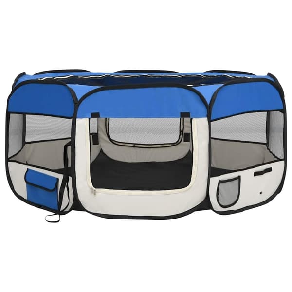 vidaXL Taitettava koirien pentuaitaus kantolaukulla sin. 145x145x61 cm