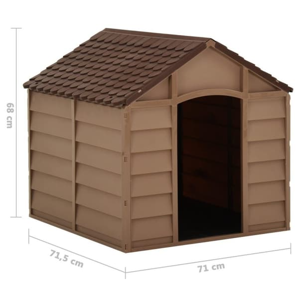 vidaXL Hundehus brun 71x71,5x68 cm PP