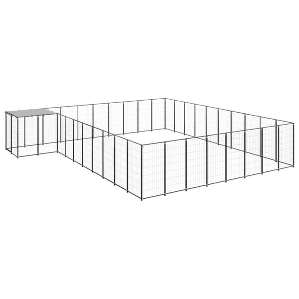 vidaXL Hundgård svart 25,41 m² stål