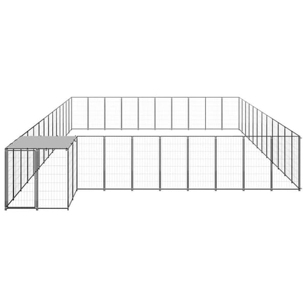 vidaXL Hundgård svart 37,51 m² stål
