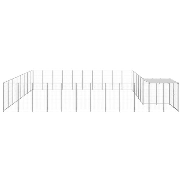 vidaXL Hundgård silver 25,41 m² stål