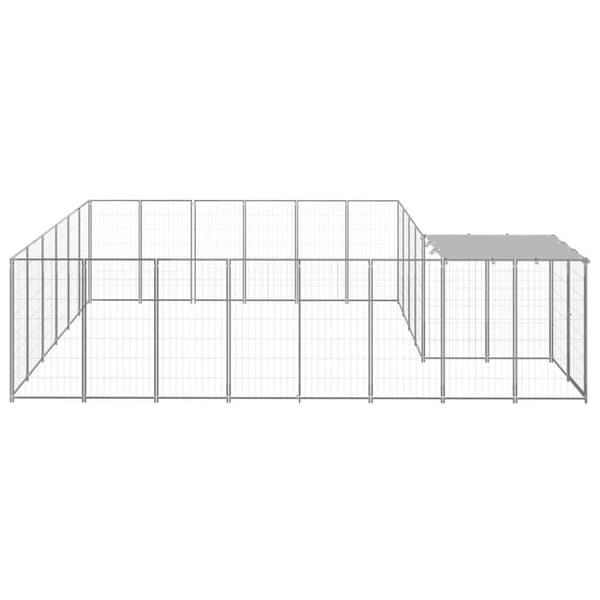 vidaXL Hundgård silver 12,1 m² stål