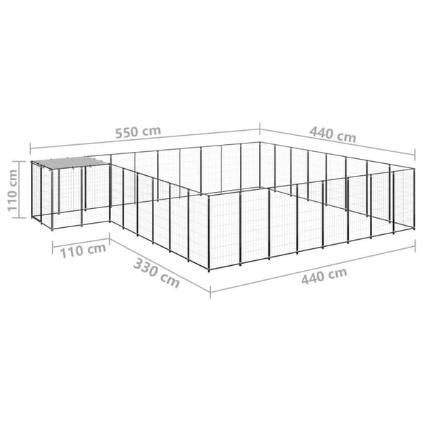 vidaXL Hundgård svart 20,57 m² stål