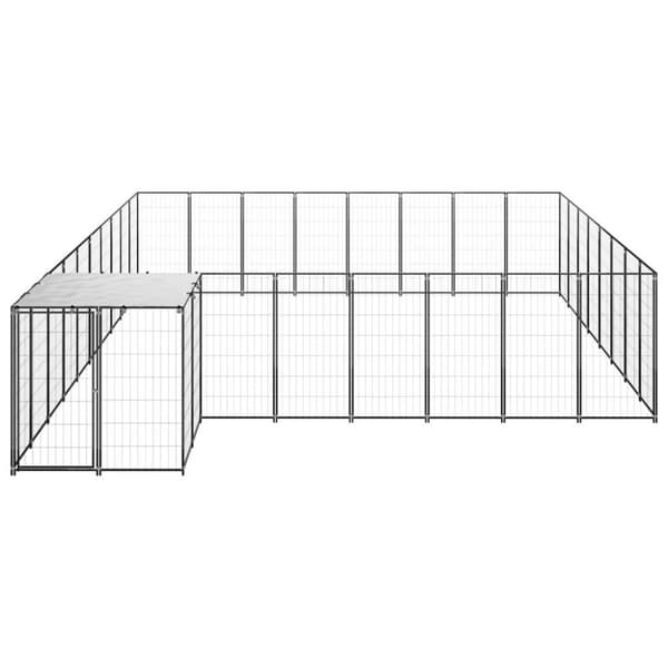 vidaXL Hundgård svart 20,57 m² stål