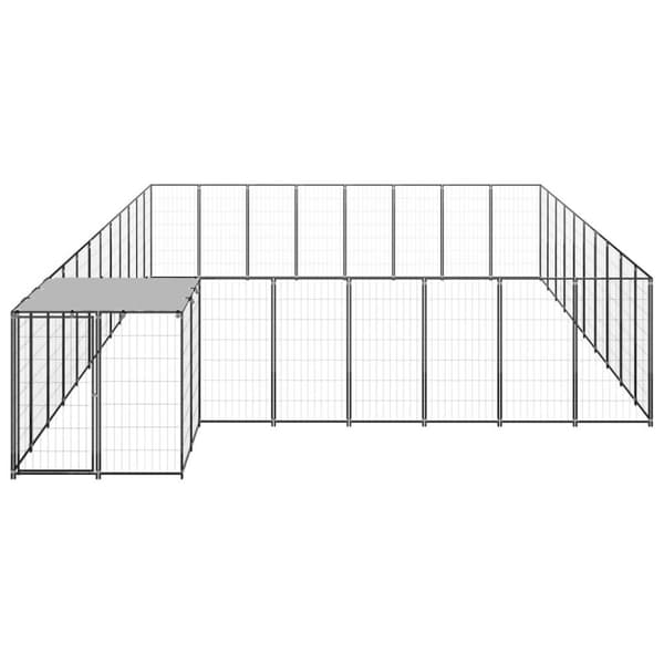 vidaXL Hundgård svart 25,41 m² stål