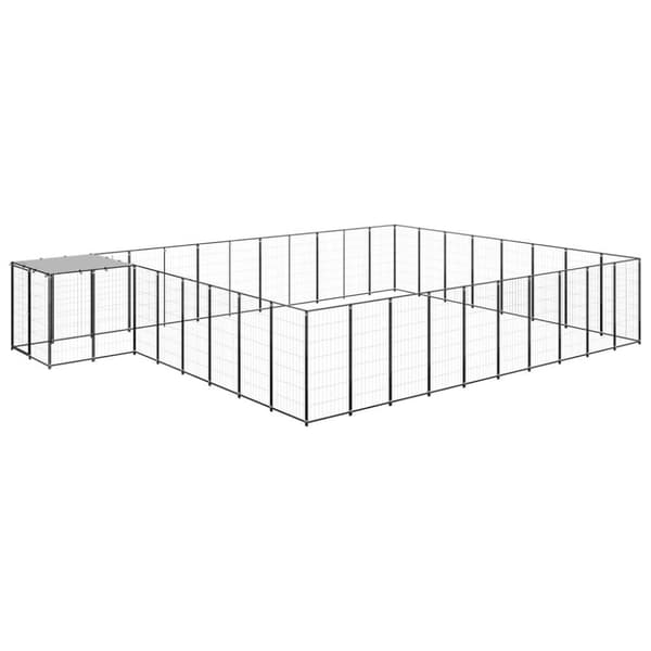 vidaXL Hundgård svart 25,41 m² stål