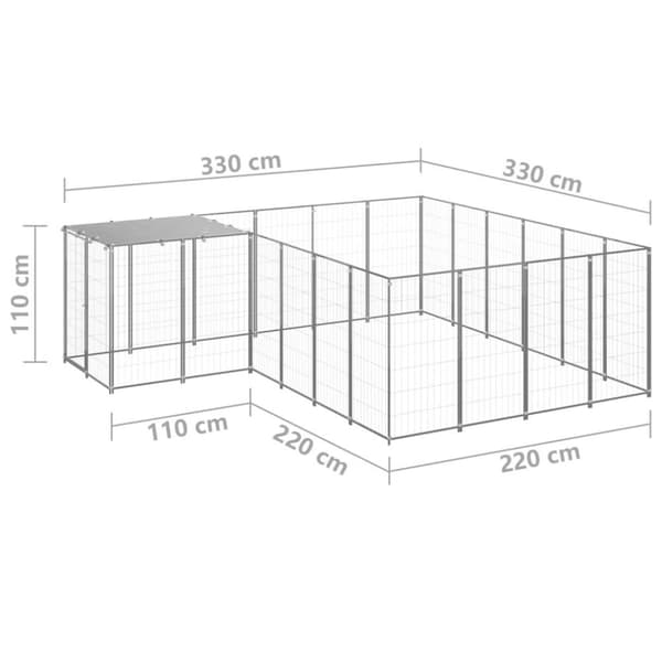 vidaXL Hundegård sølv 8,47 m² stål