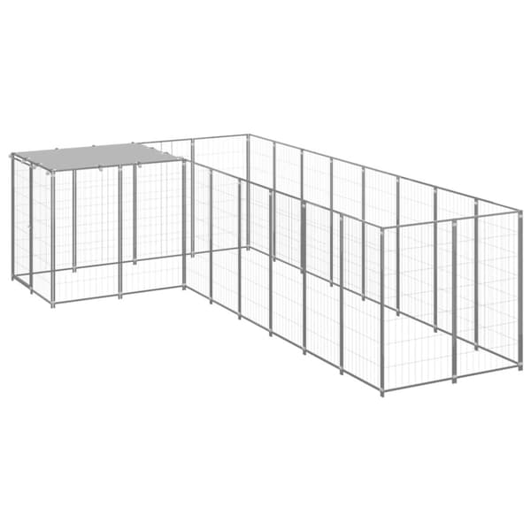 vidaXL Hundgård silver 6,05 m² stål