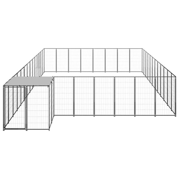 vidaXL Hundgård svart 30,25 m² stål