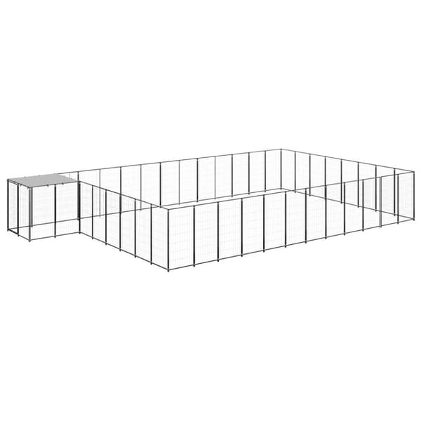 vidaXL Hundgård svart 30,25 m² stål
