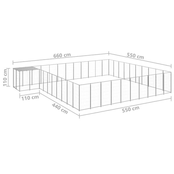 vidaXL Hundgård silver 31,46 m² stål