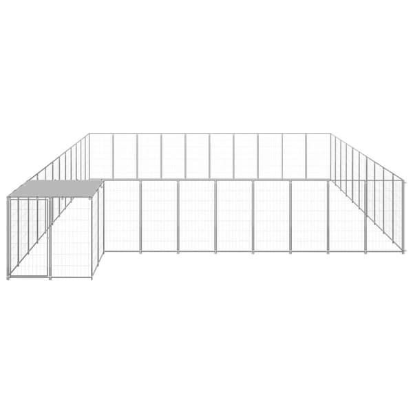 vidaXL Hundgård silver 31,46 m² stål