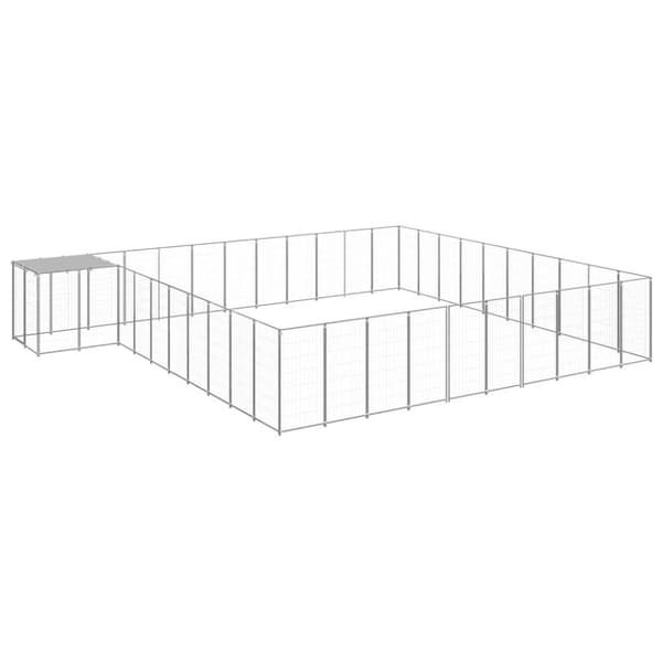 vidaXL Hundgård silver 31,46 m² stål