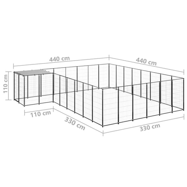 vidaXL Koiranhäkki musta 15,73 m² teräs