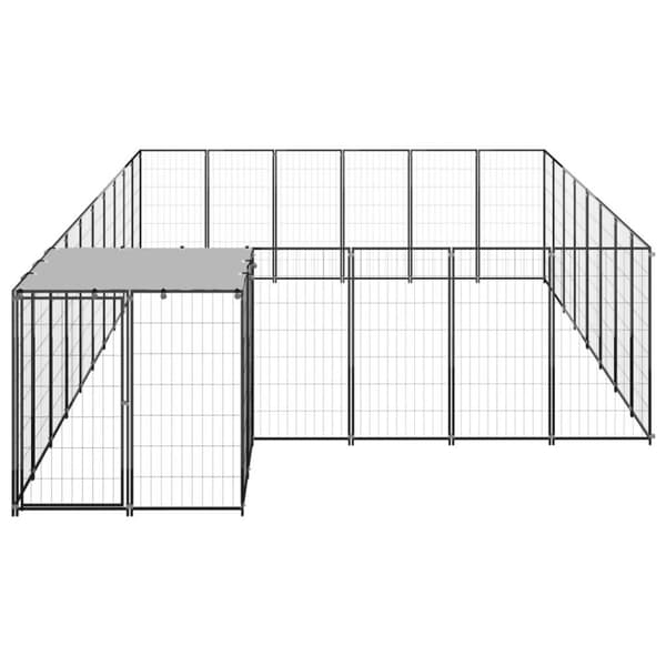 vidaXL Koiranhäkki musta 15,73 m² teräs