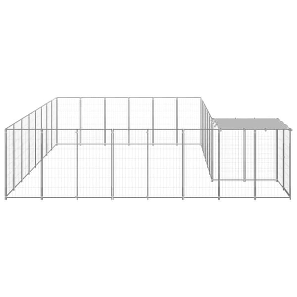 vidaXL Koiranhäkki hopea 15,73 m² teräs