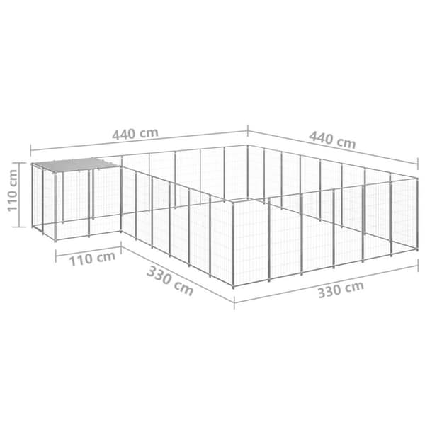 vidaXL Koiranhäkki hopea 15,73 m² teräs