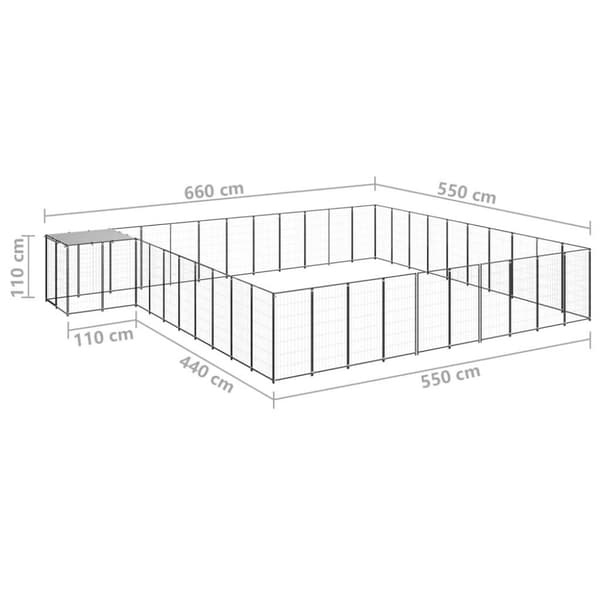 vidaXL Koiranhäkki musta 31,46 m² teräs
