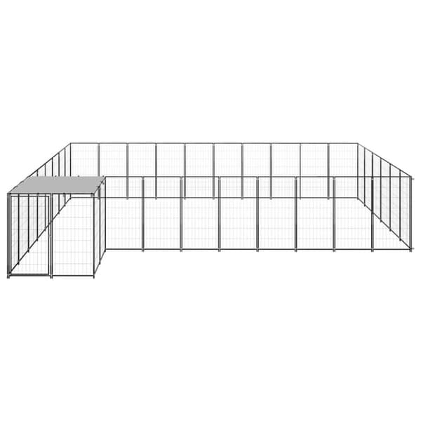 vidaXL Koiranhäkki musta 19,36 m² teräs